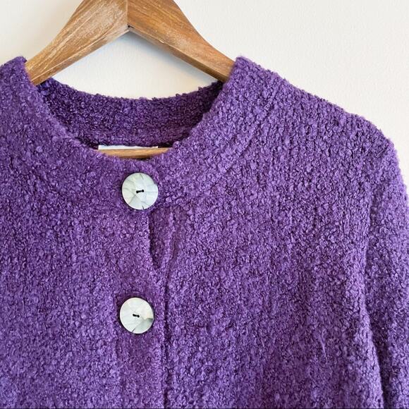 💗 3/$10 💗 WindiRiver Loop Knit Button Front Cardigan Purple Medium EUC - Picture 12 of 14